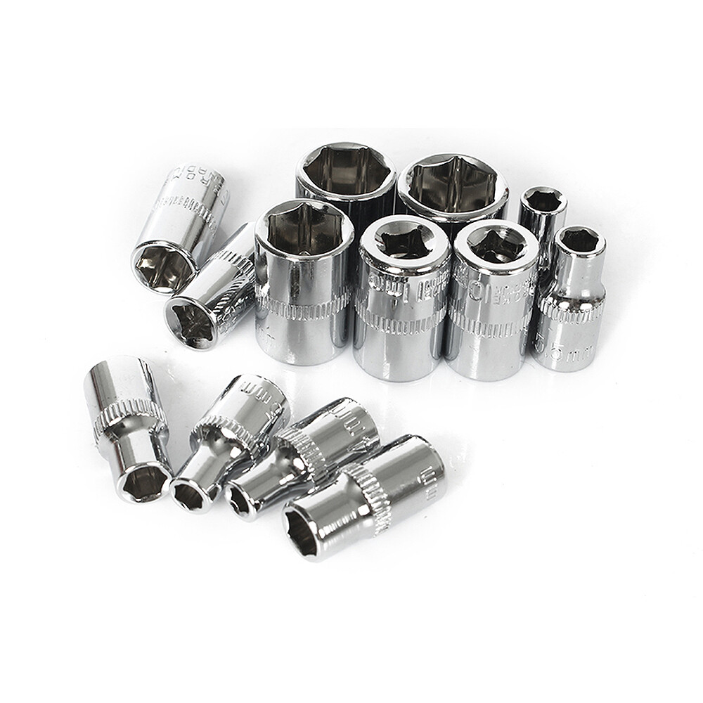 1/4″ Socket Deep Drive Ratchet Deep Hex Sockets CR-V Steel Long Reach 4mm-14mm