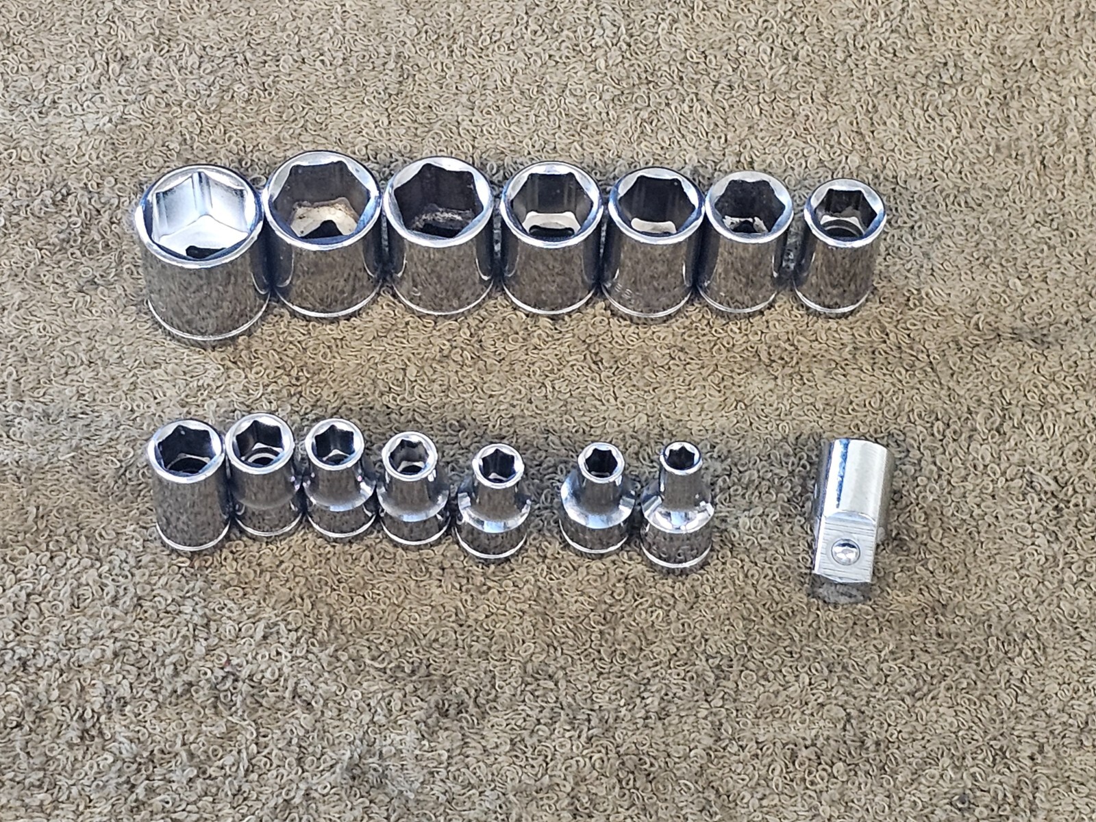 15 Westward Sockets 1/4 Drive 15 14 13 12 11 10 9 8 7 6 5.5 Adapter Metric Set