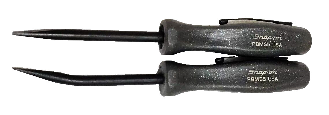 NEW* Snap-On POCKET PRY BAR SET~ BENT & STRAIGHT TITANIUM HARD HANDLES PBMB5, 5″