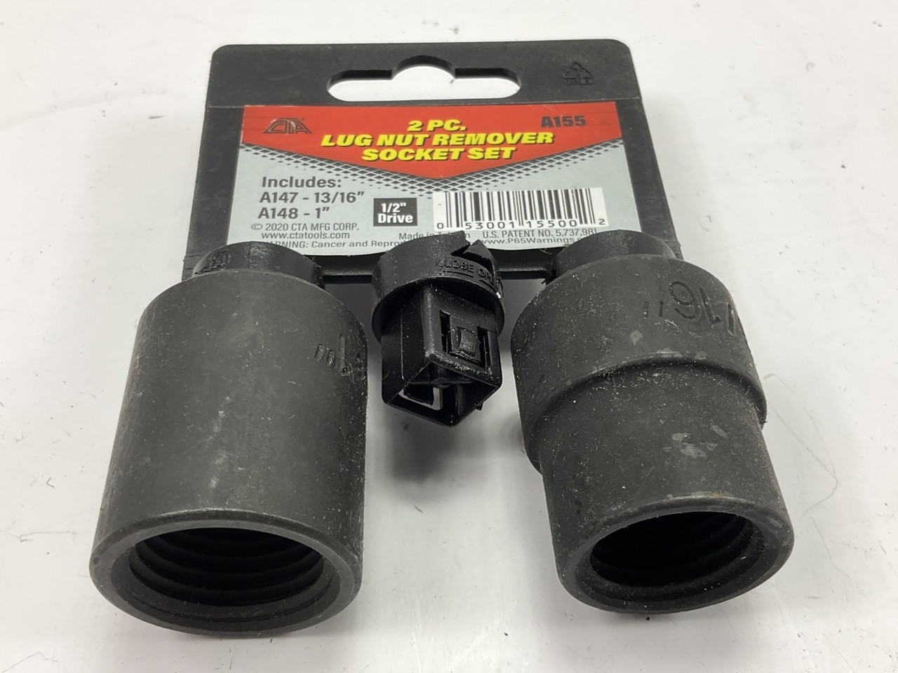 CTA Tools A155 2 Pc. Stripped Wheel Lug Nut Remover Socket Tool Set, 13/16″ & 1″