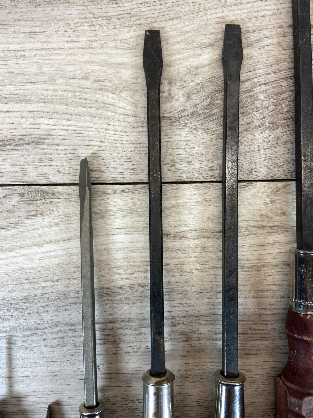 Vintage Cobra Wood Handle Screwdriver Set (6) Flathead Tools Great Condition