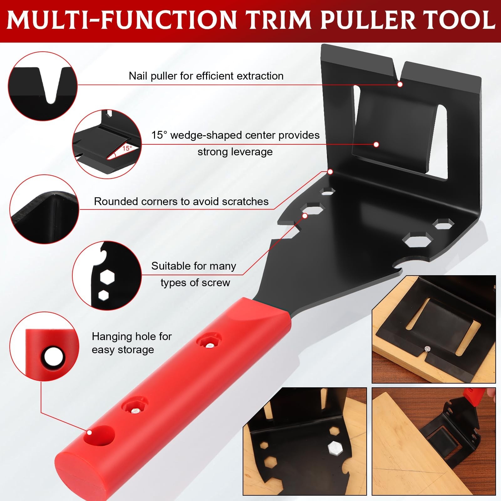 6Pcs Trim Removal Tool Kit – Upholstery Staple Remover, Nail Puller & Pry Bar Se