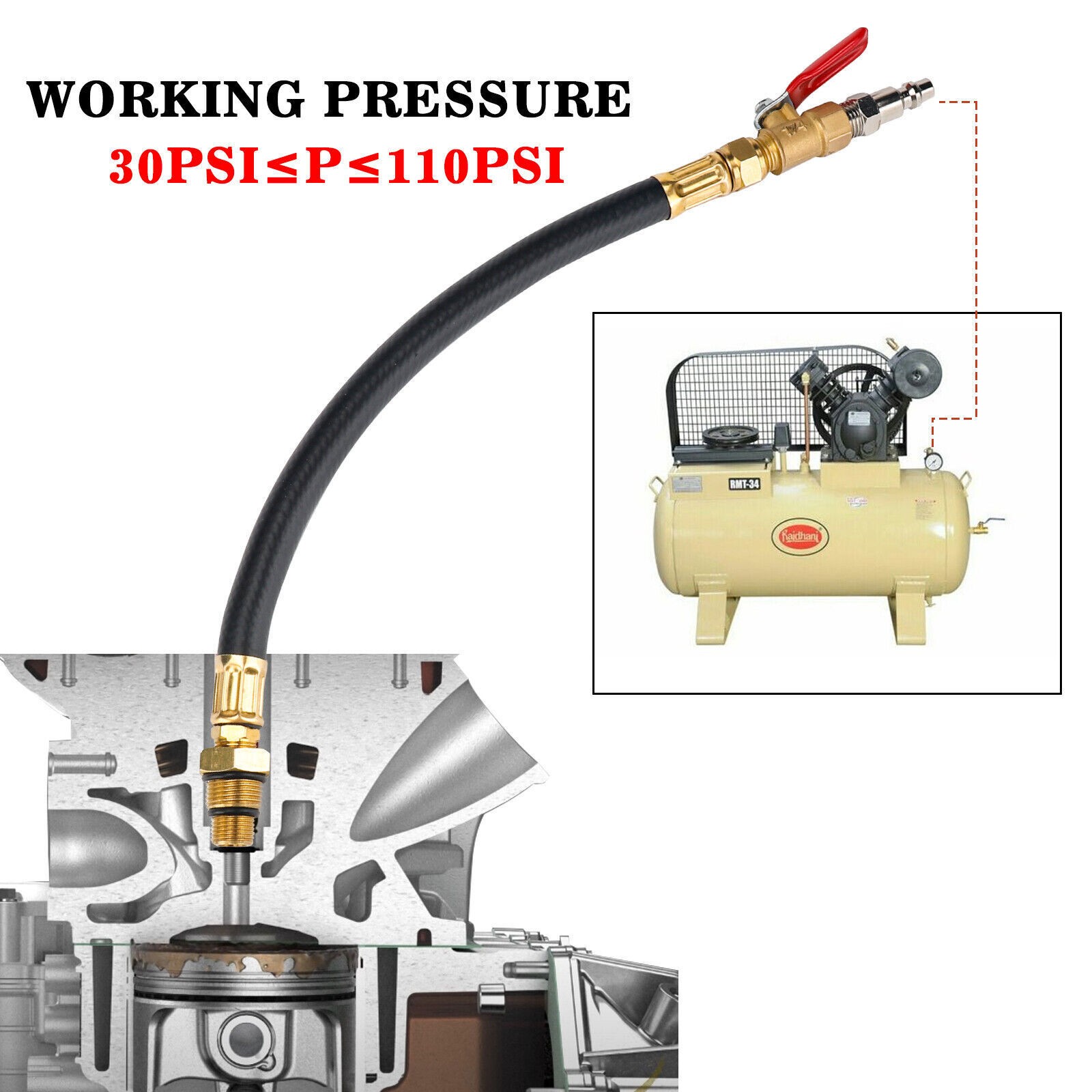 LS LS1 Engine Valve Spring Compressor & Air Valve Holding Hose Tool For GM Chevy