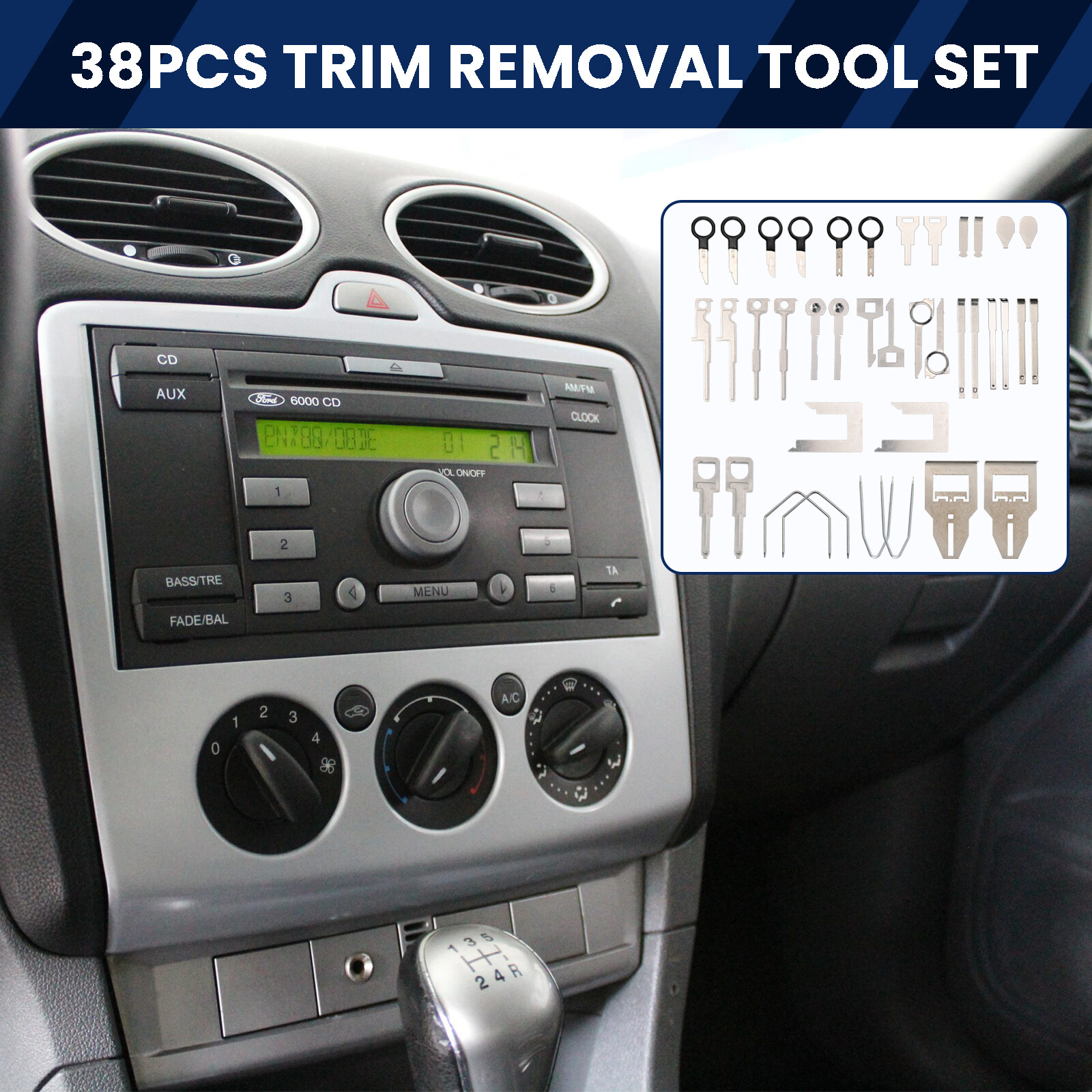 38pcs Car Radio Stereo Audio Head Unit Key Removal Tools Set Release Keys Kit US