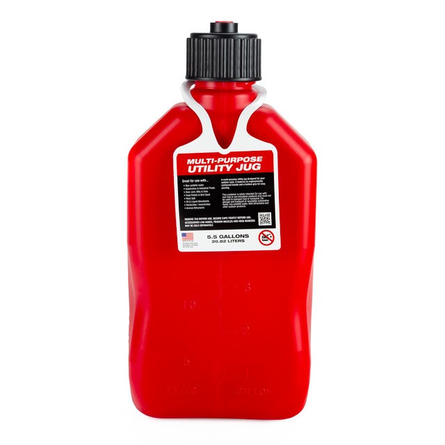 VP Racing 5.5 Gal Motorsport Square Utility Jug Red Deluxe Filler Hoses 4-Pack
