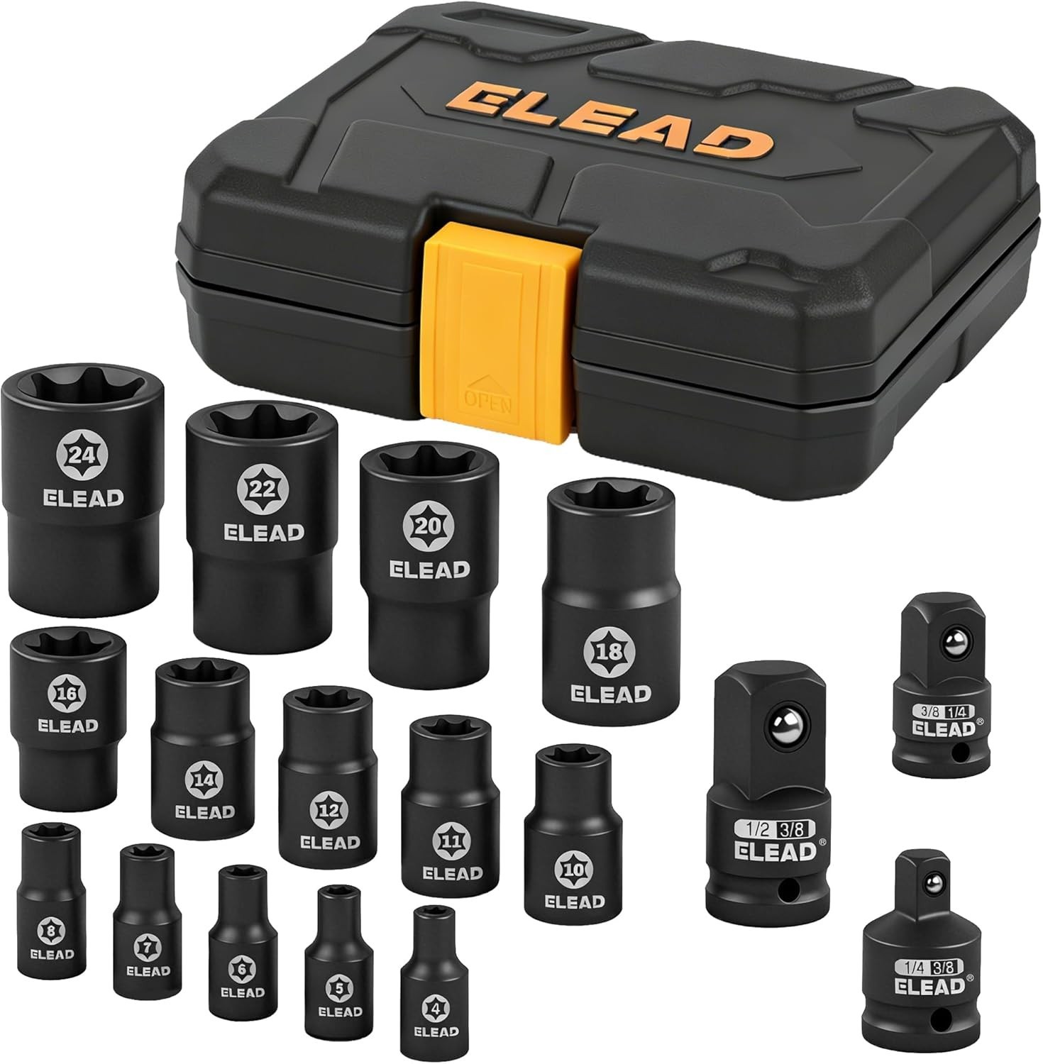 17-Piece Inverted E-Torx Socket Set – Impact Cr-V Steel E4 – E24 Star Female…