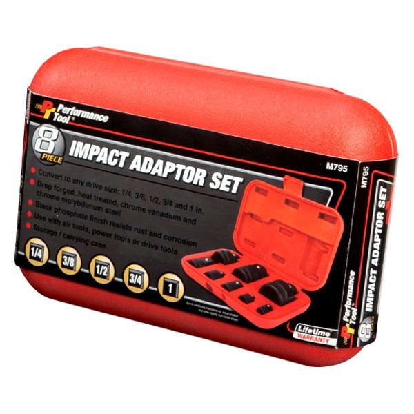Performance Tool 1/4″-1″ Drive Friction Ball Impact Adapter Set 8 Pieces