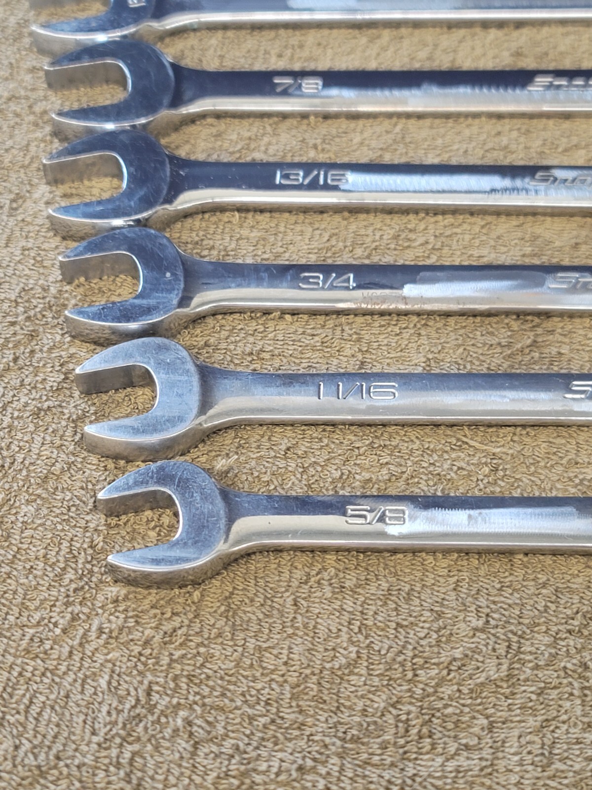 Snap on OEX Combination Wrench Set Sae 1-1/16 1 15/16 7/8 13/16 3/4 9/16 3/8 1/4