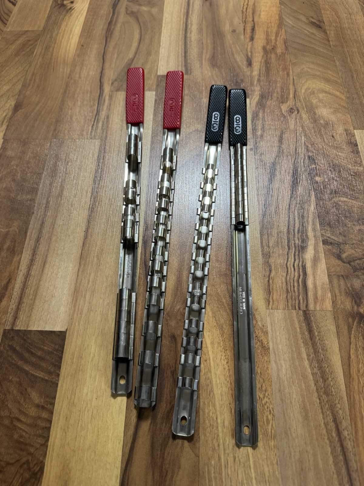 Lot Of 4 Craftsman USA Socket Rails 1/2” And 3/8” Drive NICE FREE SHIPPING