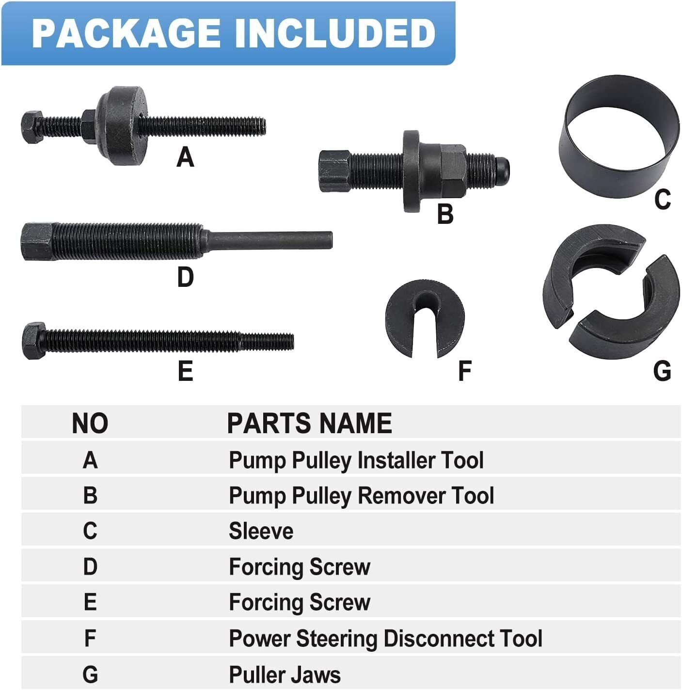 Power Steering Pump Pulley Puller Remover Install Tool Kit SZ7303B for GM Ford