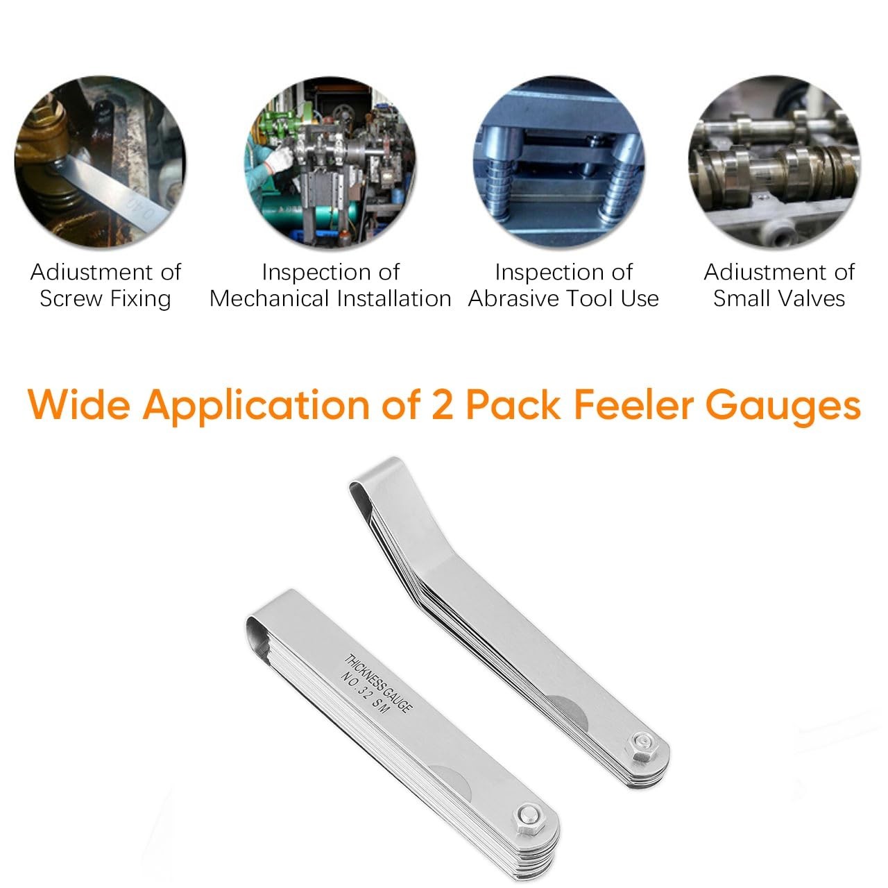 Durable 2-Piece Feeler Gauge Set – 32 Blades & 16 Offset Blades – High Precision