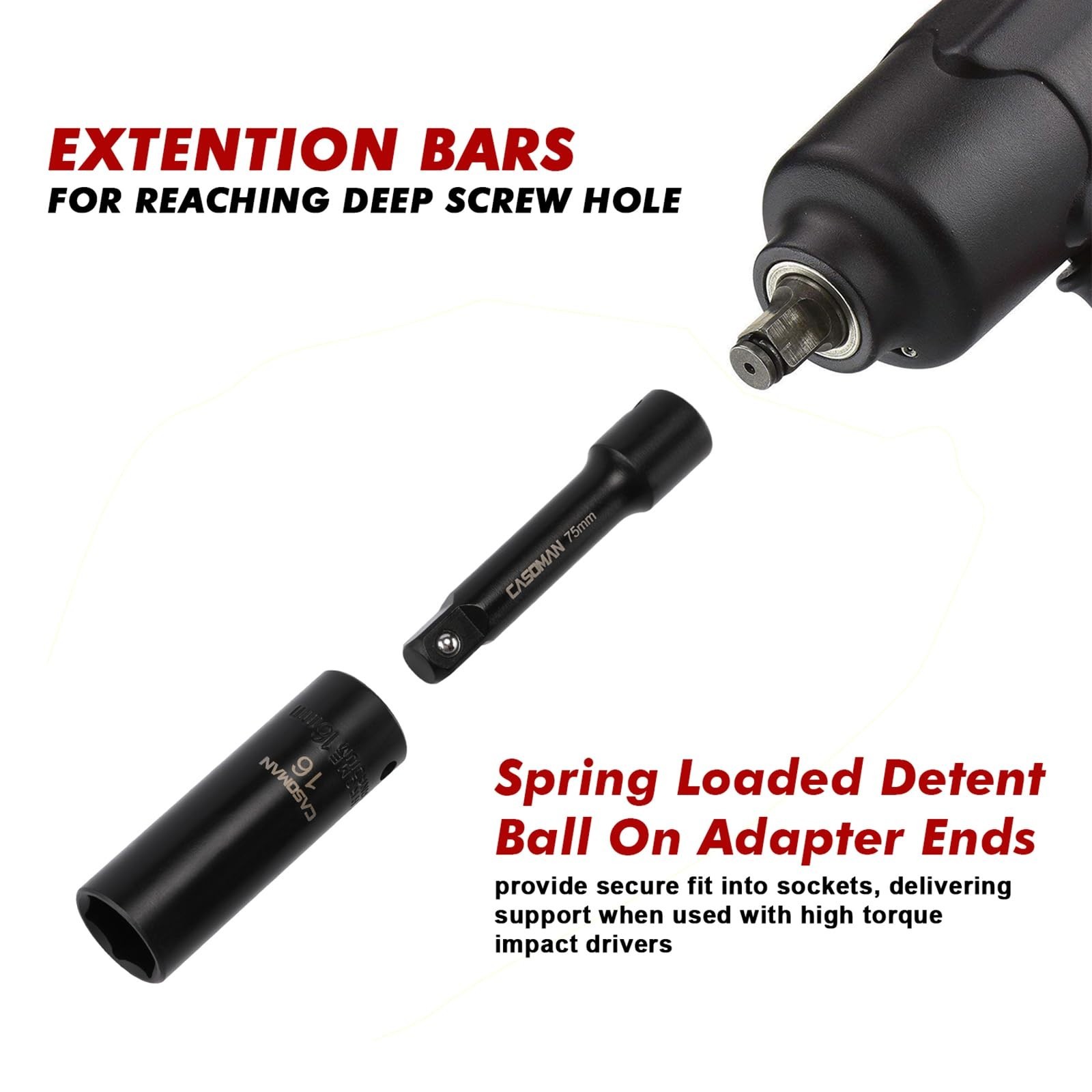 31-Piece Deep Impact Socket Set, Metric & SAE, CR-V, Includes Extension Bar & Ad