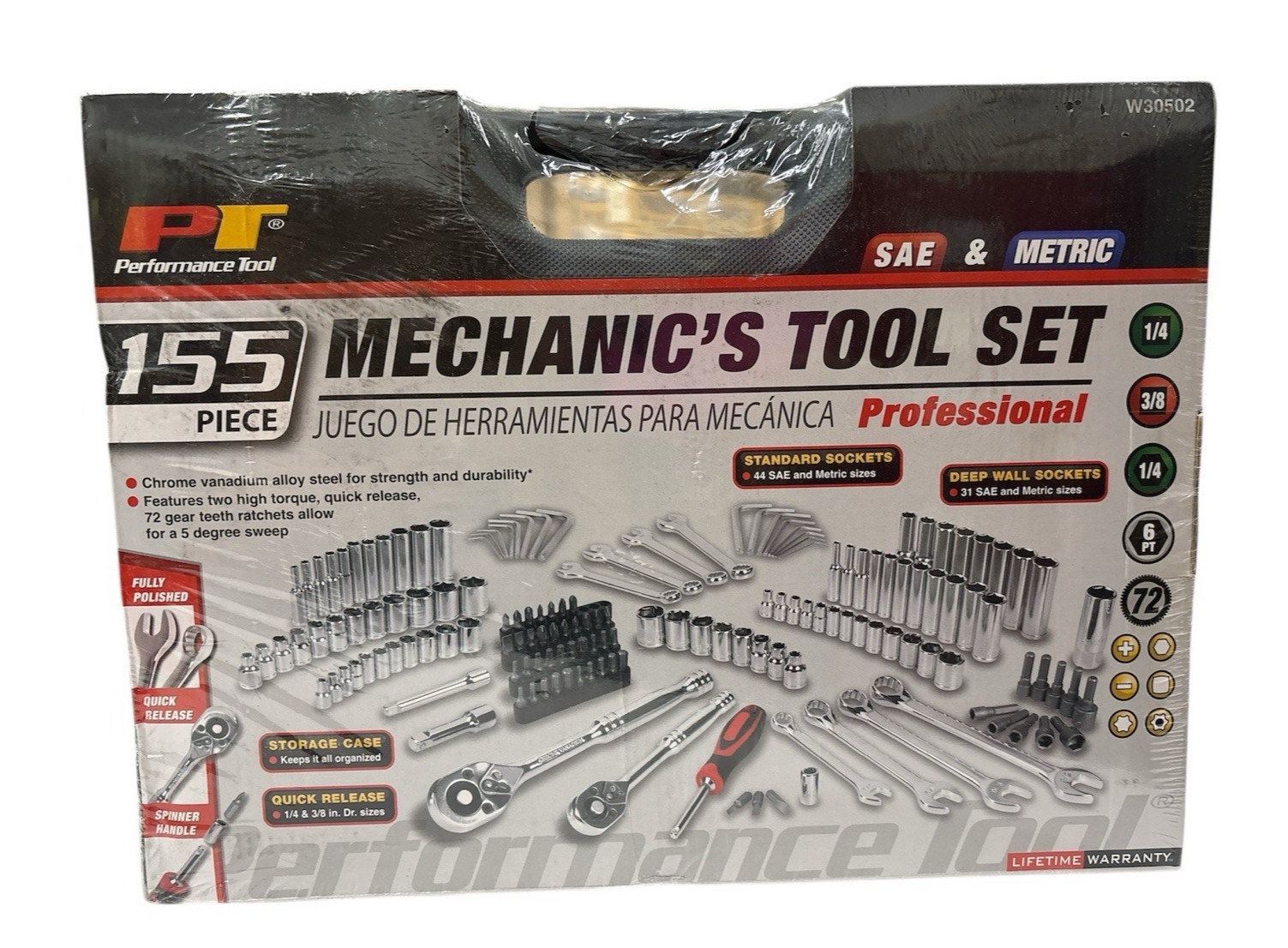 Performance Tool W30502 155-Piece SAE & Metric Mechanic’s Tool Set