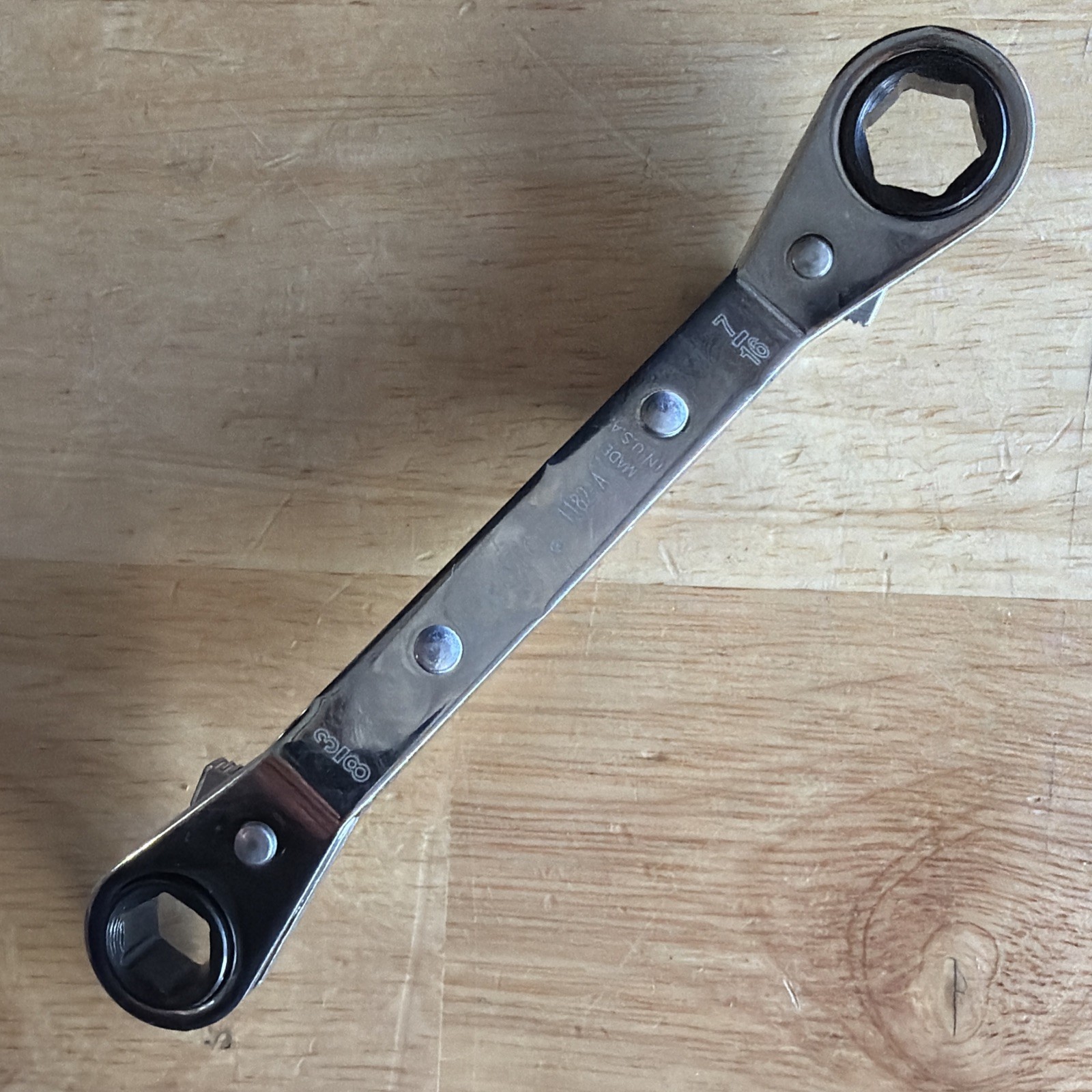 Proto 3/8″ x 7/16″ Ratcheting Offset Box End Wrench Reversible 6pt 1182-A NEW