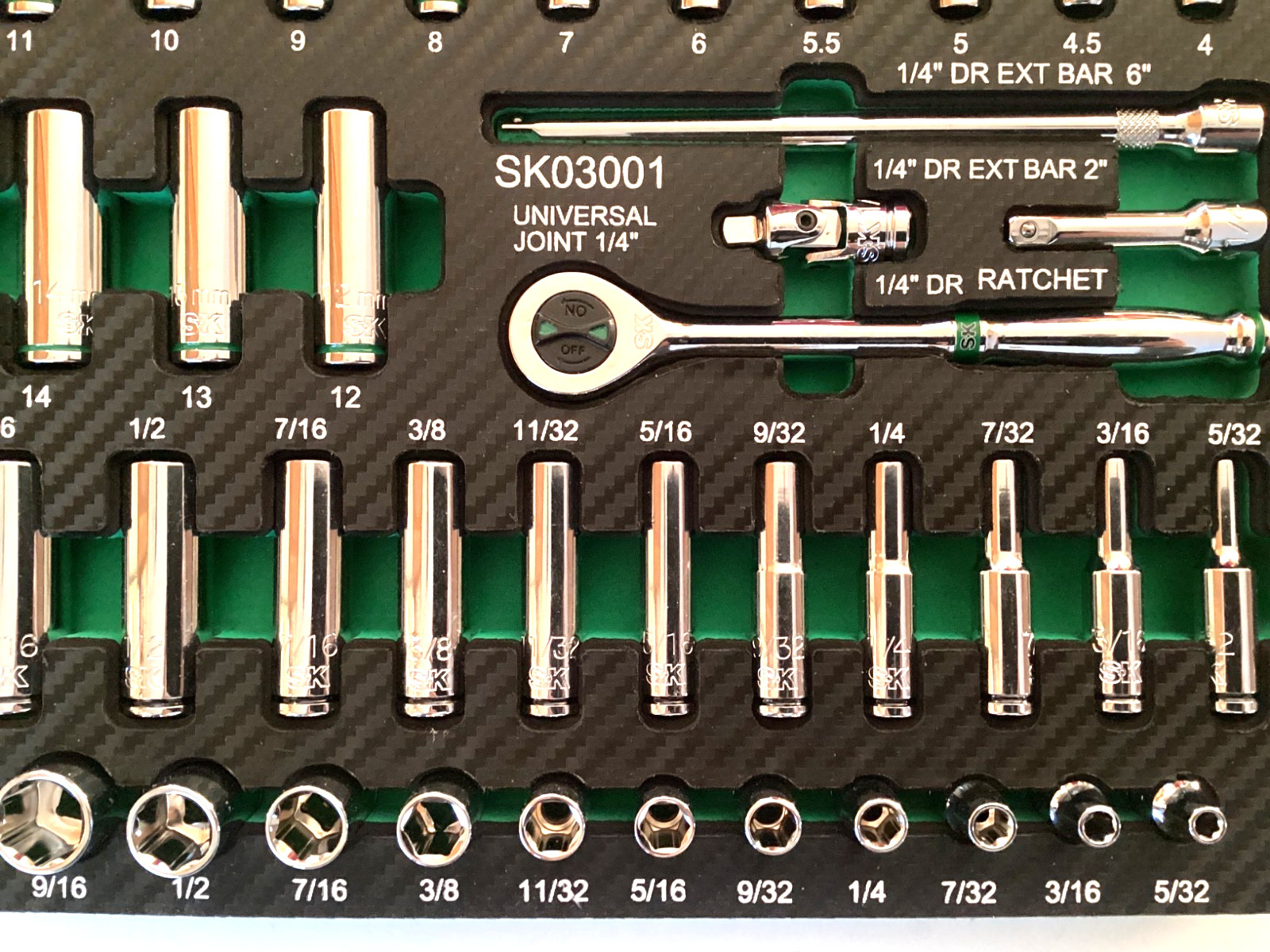 SK Tools NEW 1/4″ Drive 52 Piece Shallow And Deep SAE Metric Socket Set SK03001