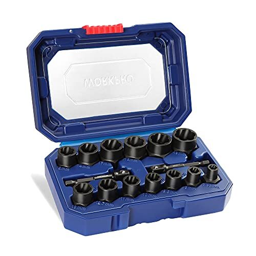 14 Pcs Impact Bolt and Nut Remover Set Nut Extractor for Damaged Bolt Screw