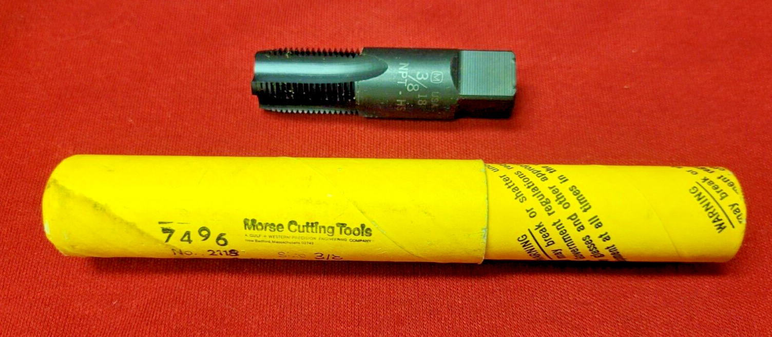 3/8-18 NPT Taper Pipe Tap HSS USA Morse 36103 Rethread Cleaning