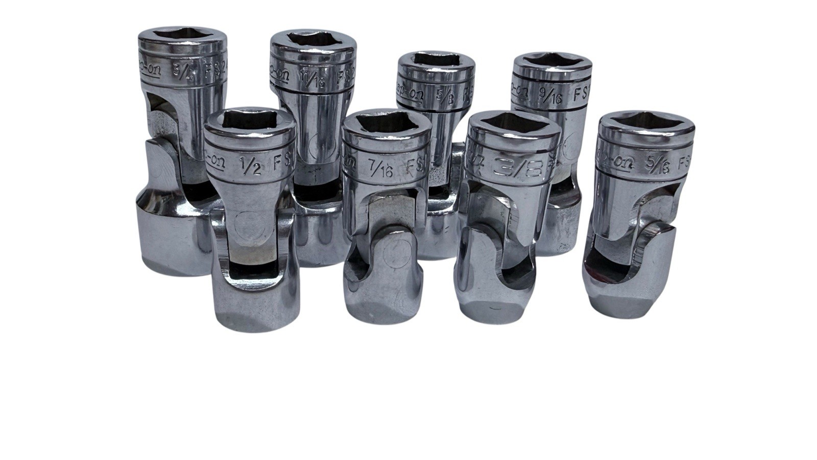 Snap-on 3/8” Drive SAE 6 Point Swivel Socket Set Lot Of 8 FS10-FS24 USA