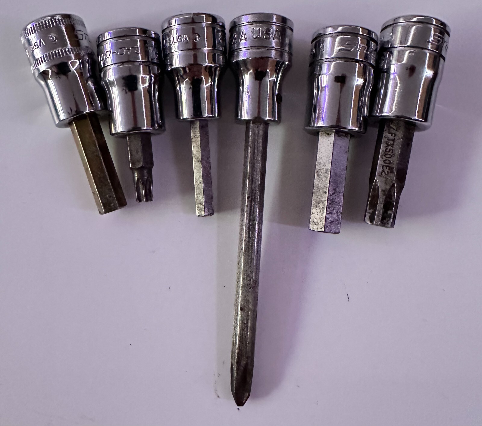 Snap-on 11 Piece Mixed Hex Sockets FAM4E, FTX27E, FA6E, FAM7E, FTX500E, FAIOE