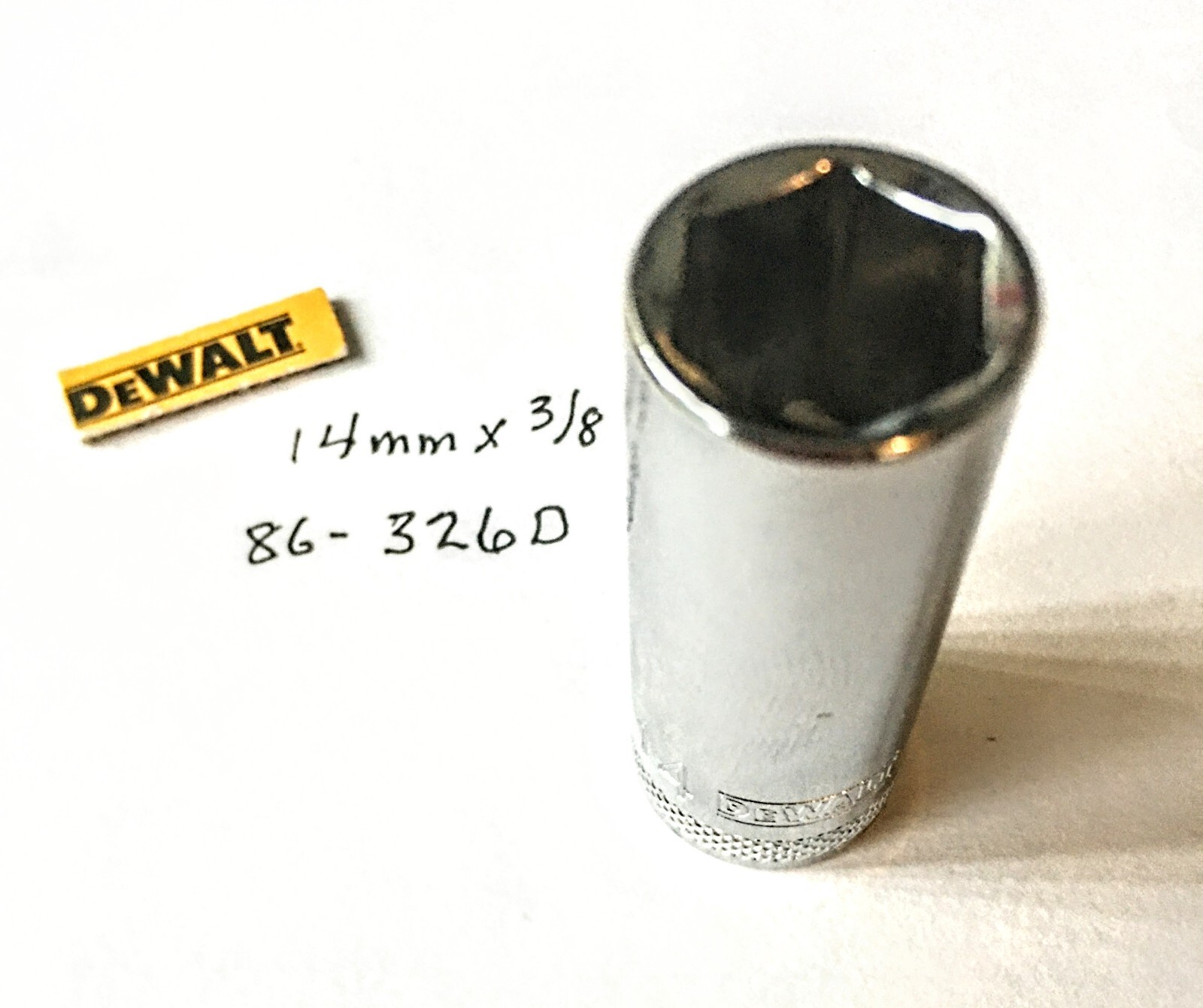 DeWalt 14 mm x 3/8″ Dr Deep Polished Chrome Socket 86-326D 6Pt Free Shipping