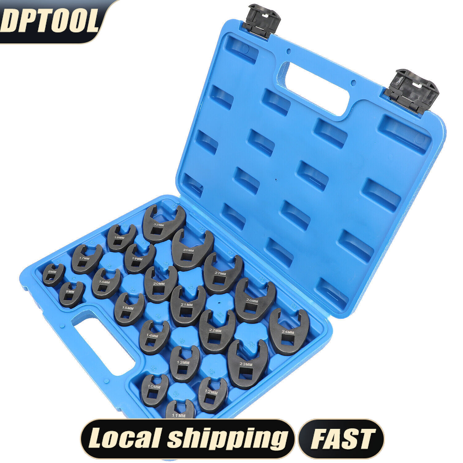 8-32mm Metric Flare Nut Crowfoot Wrench Set 21PCS Crows Foot Auto Repair Kit
