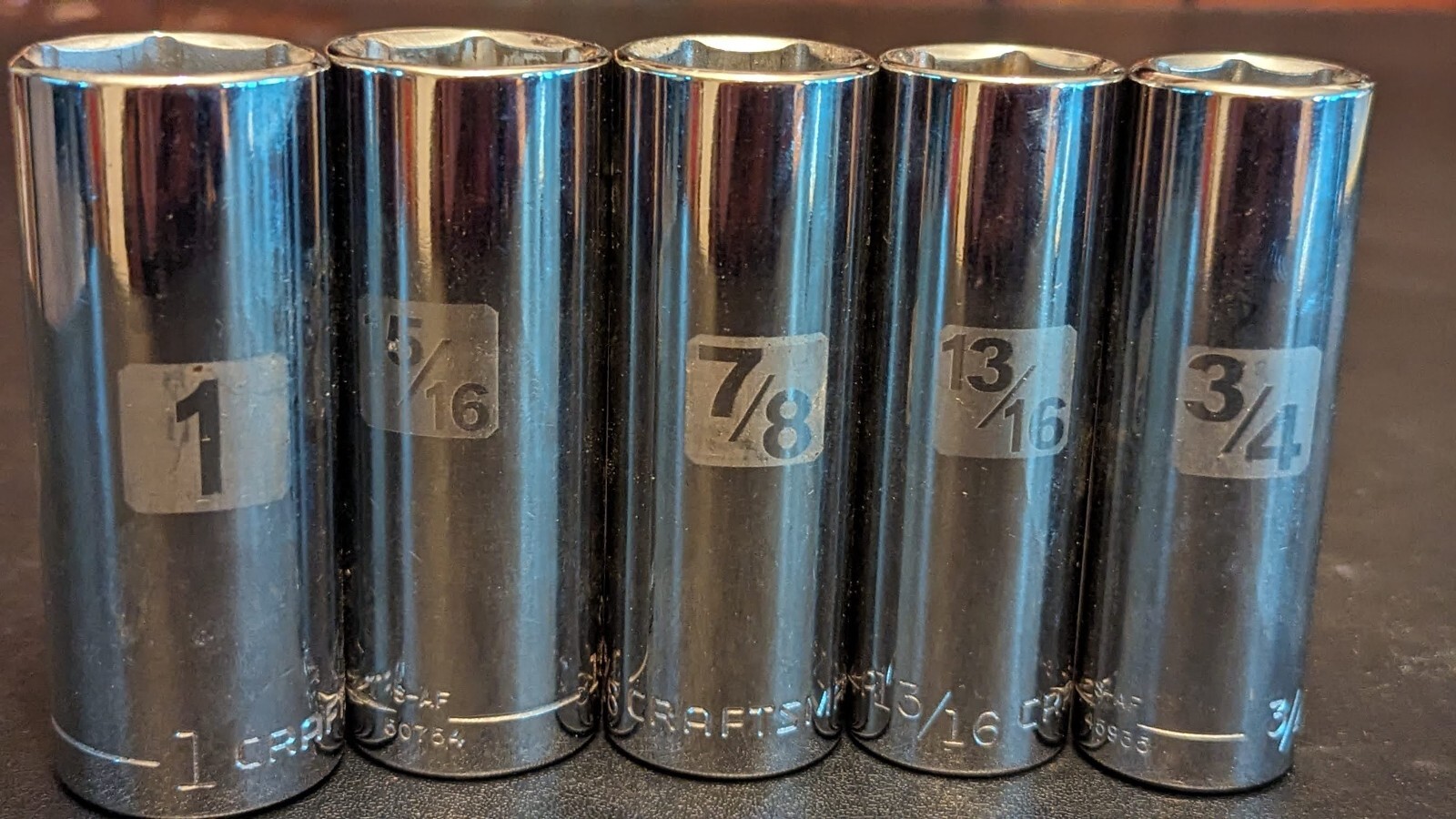 10 Craftsman Socket Set 1 15/16 7/8 13/16 3/4 11/16 5/8 9/16 1/2 S-AF 1/2″ Drive
