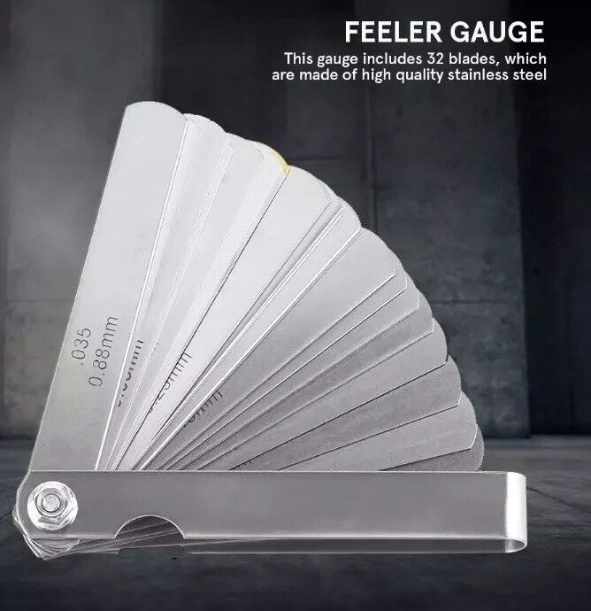 32 Blade Feeler Gauge Set Gap Clearance Thickness Measure Spacer Spark Plug Gage