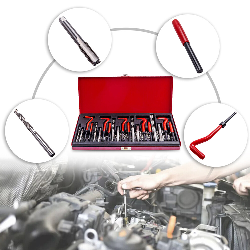 131x Thread Repair Tool Kits Stripped M5 M6 M8 M10/M12 Wire Thread Inserts