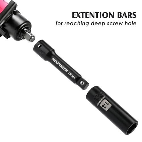 49-Piece 3/8″ Drive Deep Impact Socket Set – SAE & Metric, Cr-V Steel, 6 Point
