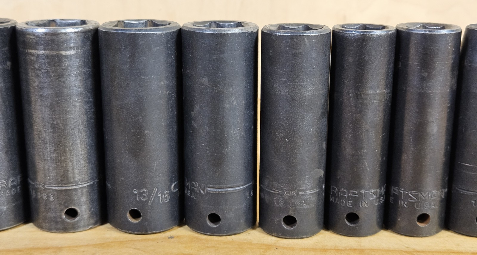 USA Used SAE Craftsman GK 1/2″ Drive Impact Socket Set 12 Pieces 3/8- 1 1/16