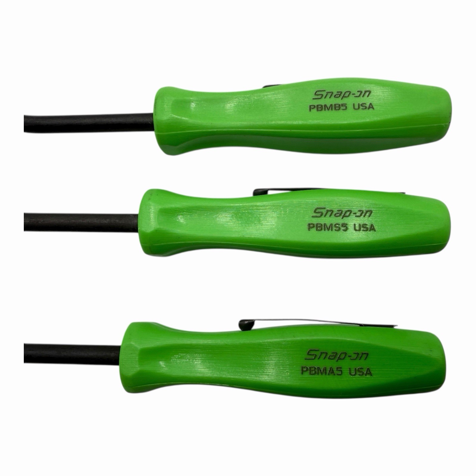 Snap On Tools Mini Pocket Pry Bar Set 3 piece Green 5 inch Straight Bent 90