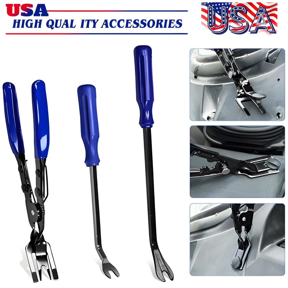 3PCS Auto Trim Clip Remover Tool Removal Pliers Fastener Door Panel Retainer Set