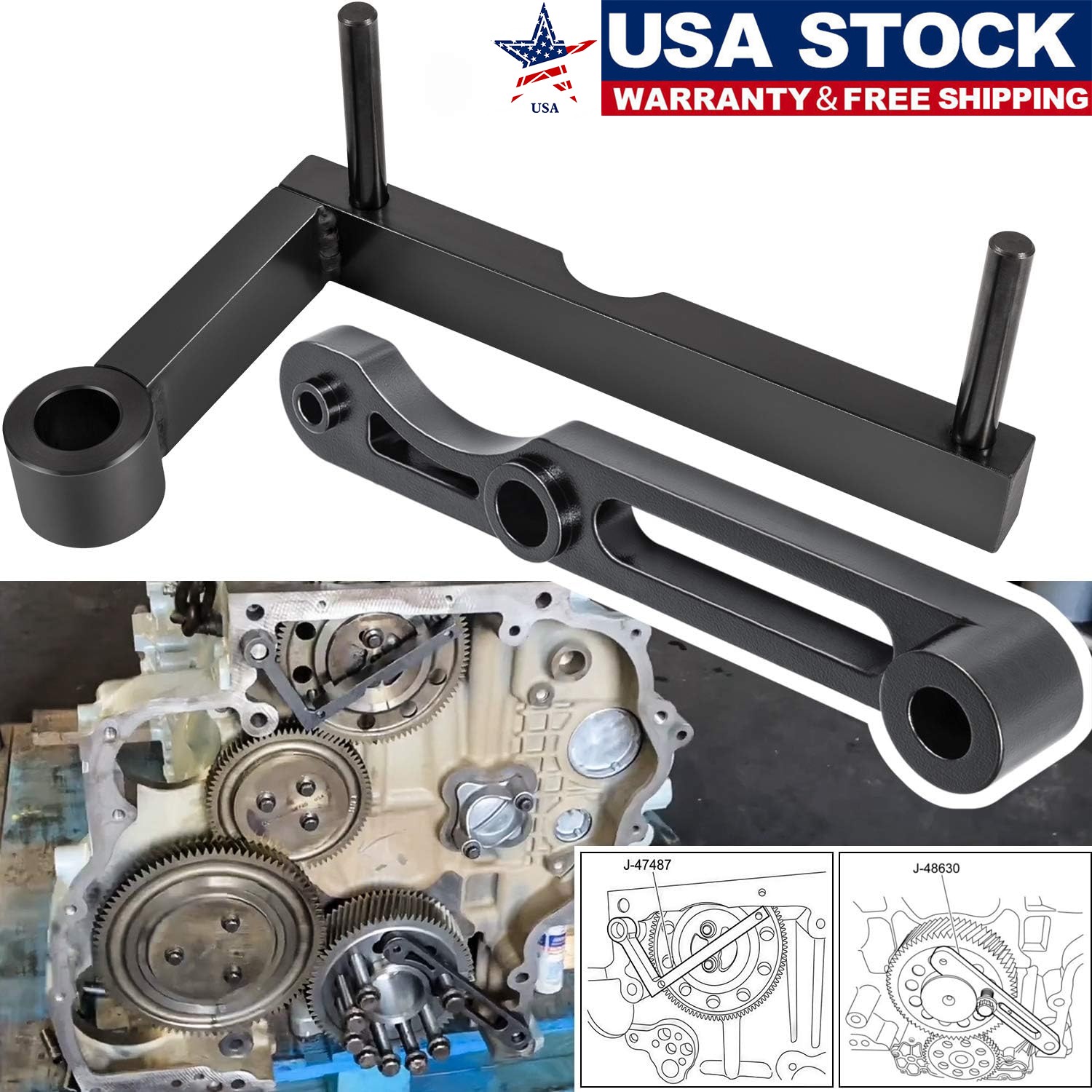 J-47487 Idler 3 Cantilever Tool+J-48630 Crankshaft TDC Locating Tool For Detroit