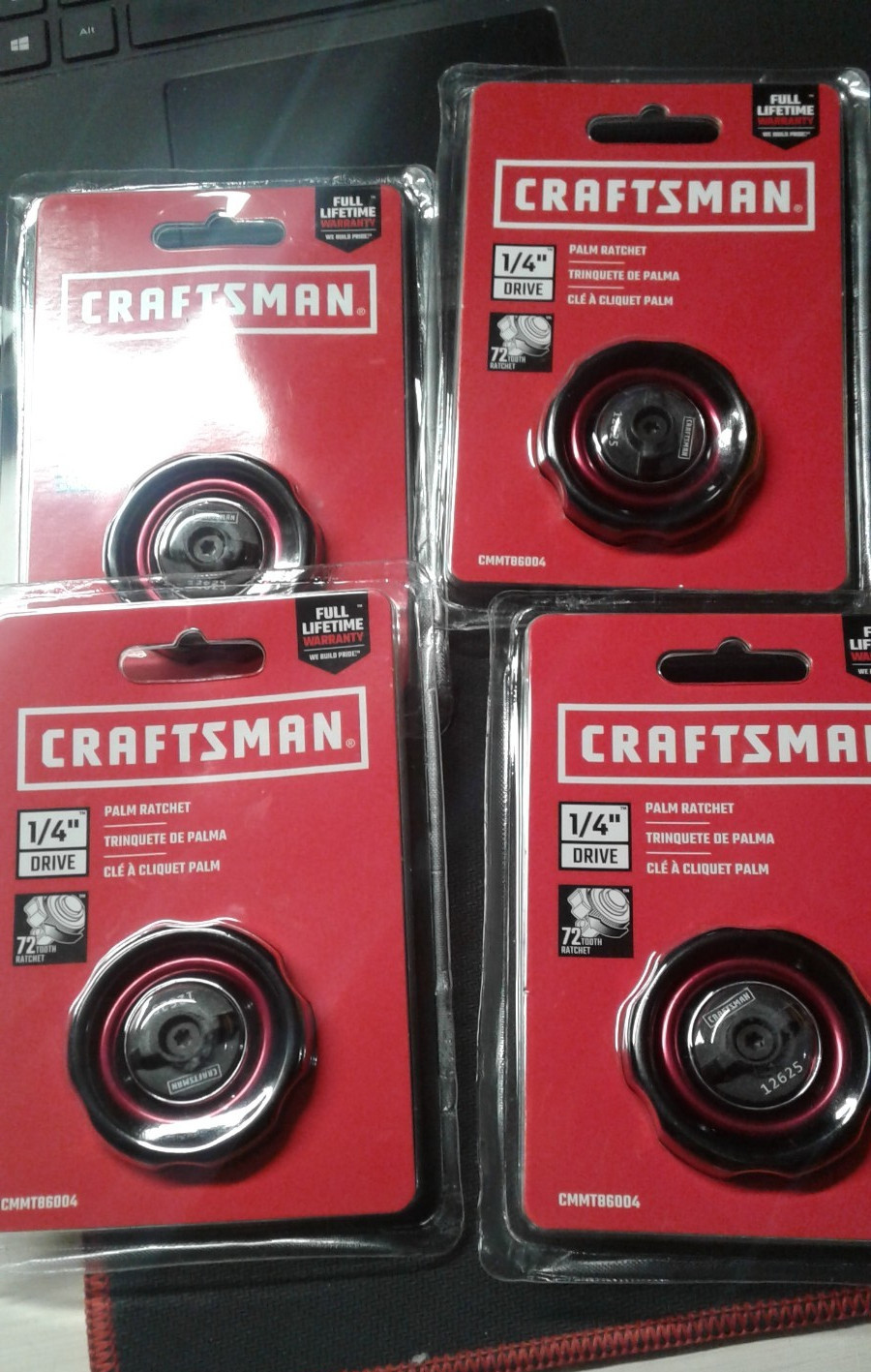case pack of 4 Craftsman 1/4” Drive Compact Palm Ratchet 72-Tooth CMMT 86004