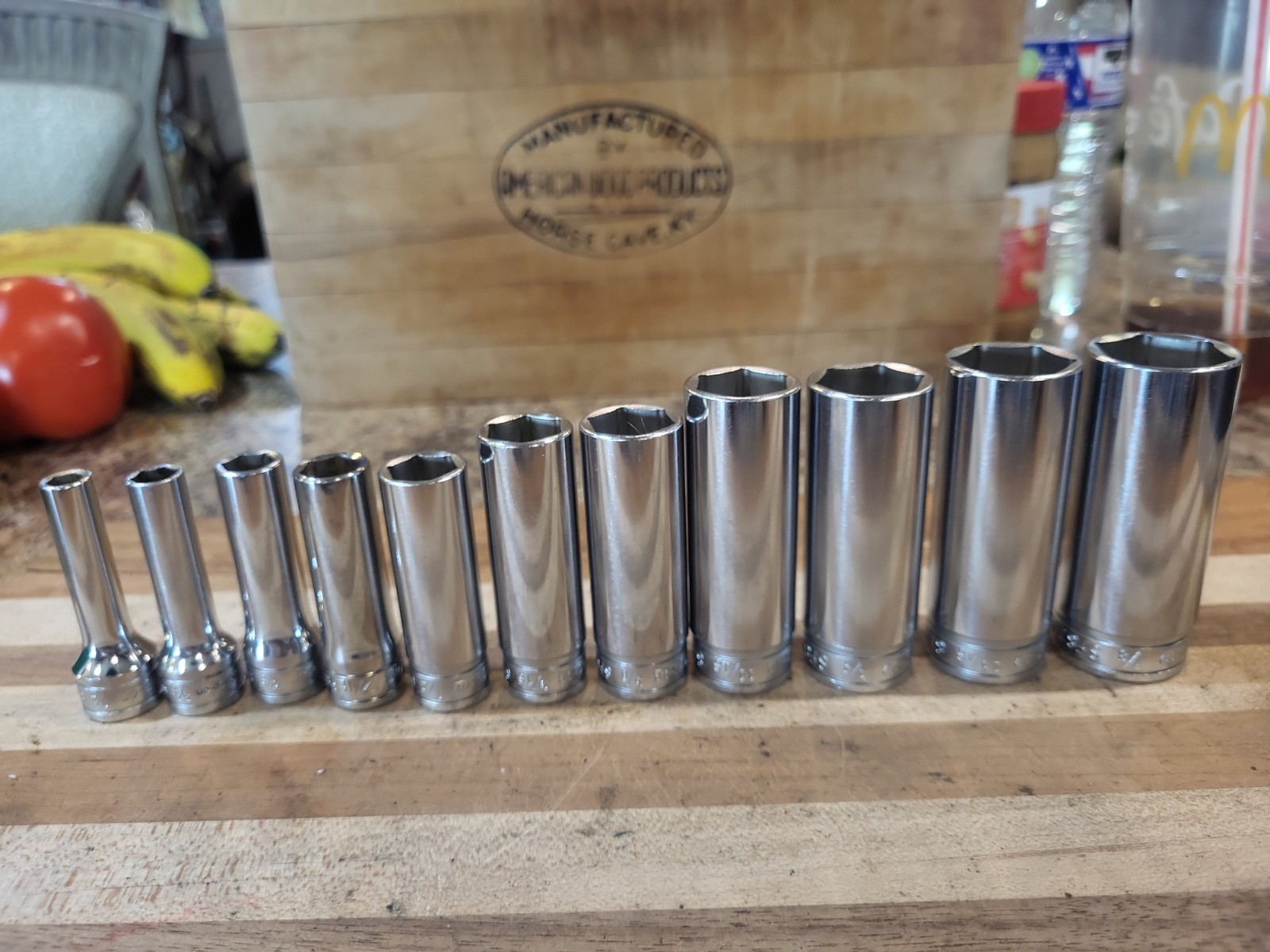 Snap-On 11 Pc. 3/8″ Dr. 6 Pt. SAE Deep Socket Set 211SFS. VGUC 🔥 🇺🇸