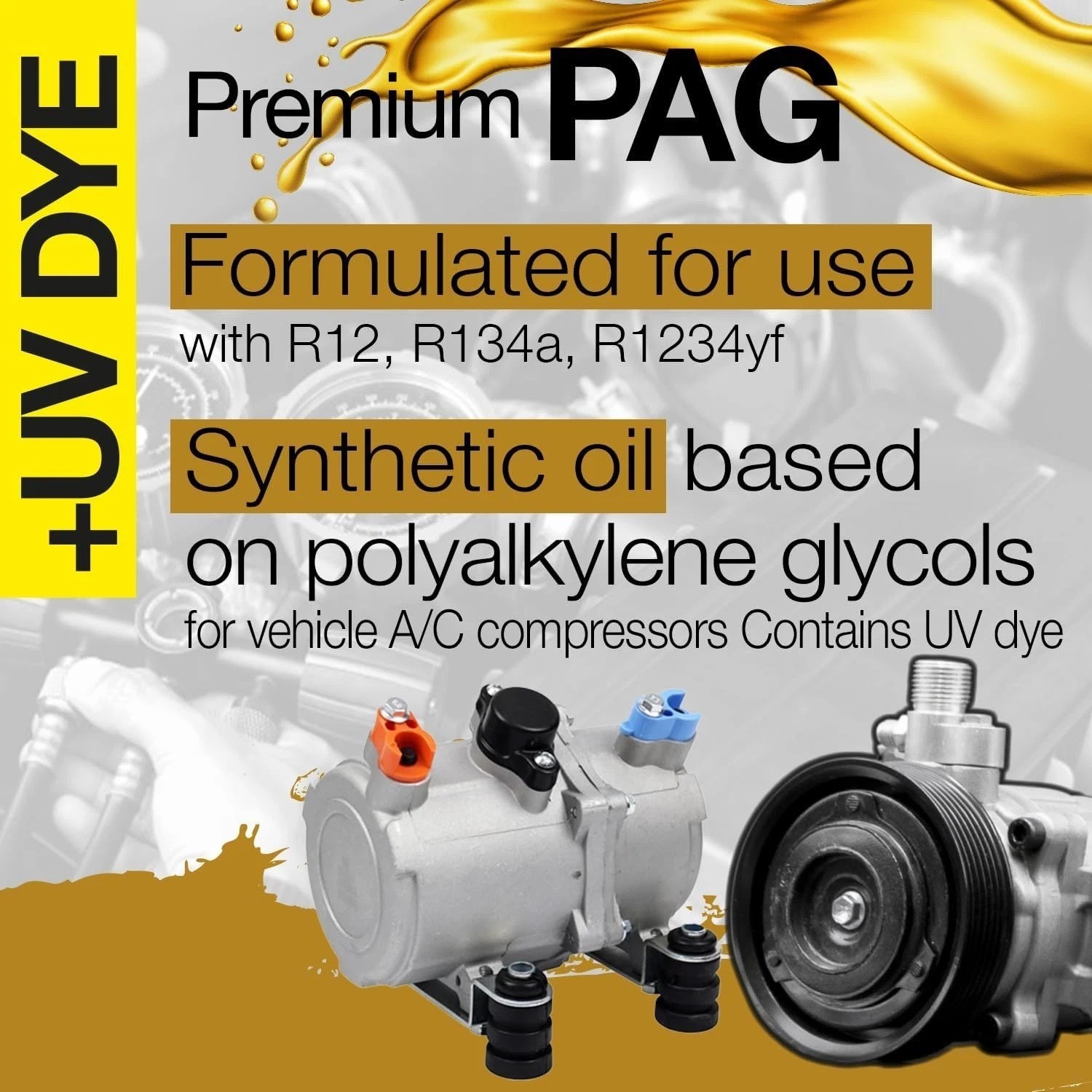 250mL UV Dye PAG 46 A/C Compressor Oil – Prevents Corrosion & Ensures Efficiency
