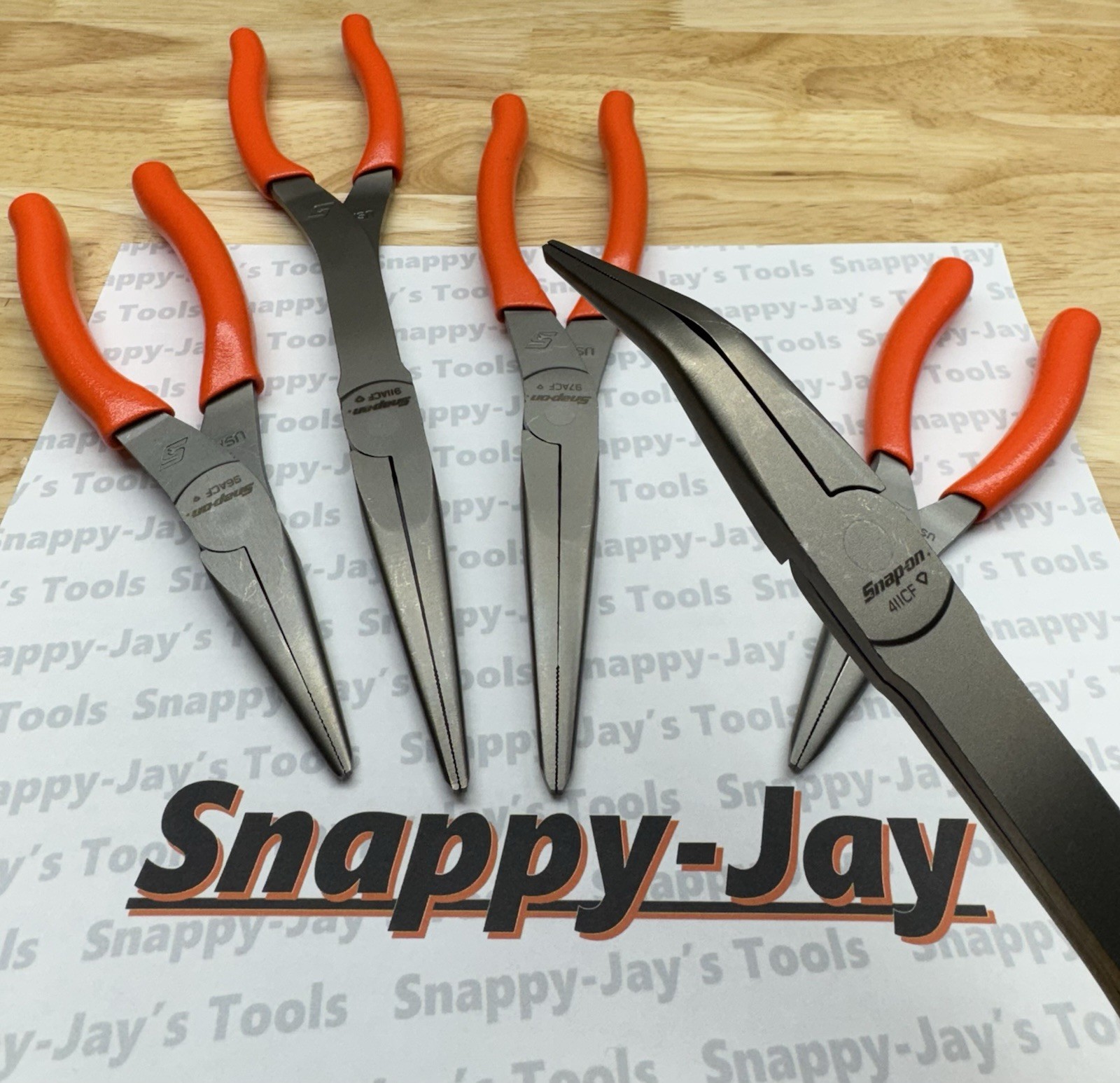 Snap-on Tools USA NEW 5pc ORANGE Talon Grip Needle Nose Plier Set LONGNOSE5O