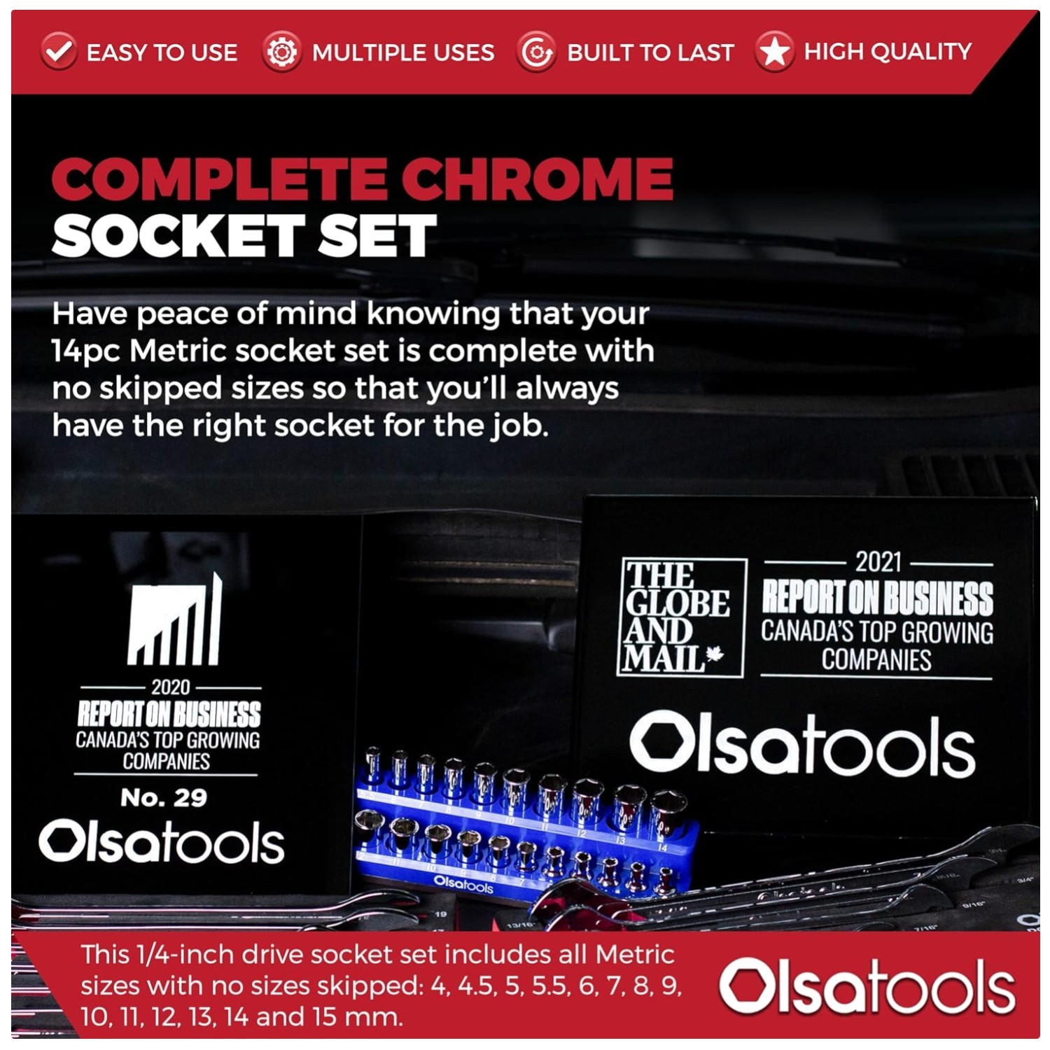 Shallow Metric Socket Set – 14 Sizes Included