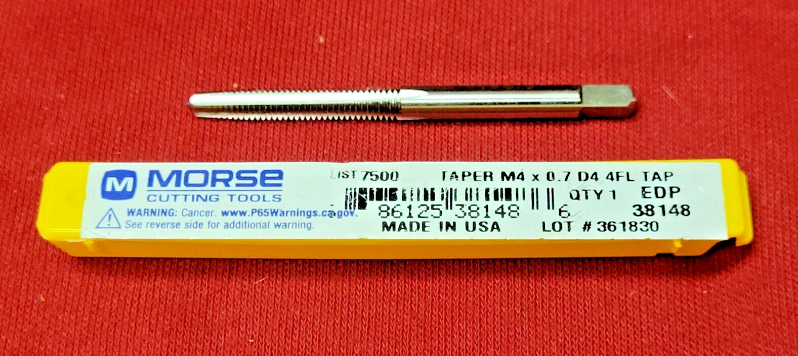 M4.0 X 0.7 Taper Tap Morse MT3838148 4MM HSS Starter Tap 4FL D4 USA Metric
