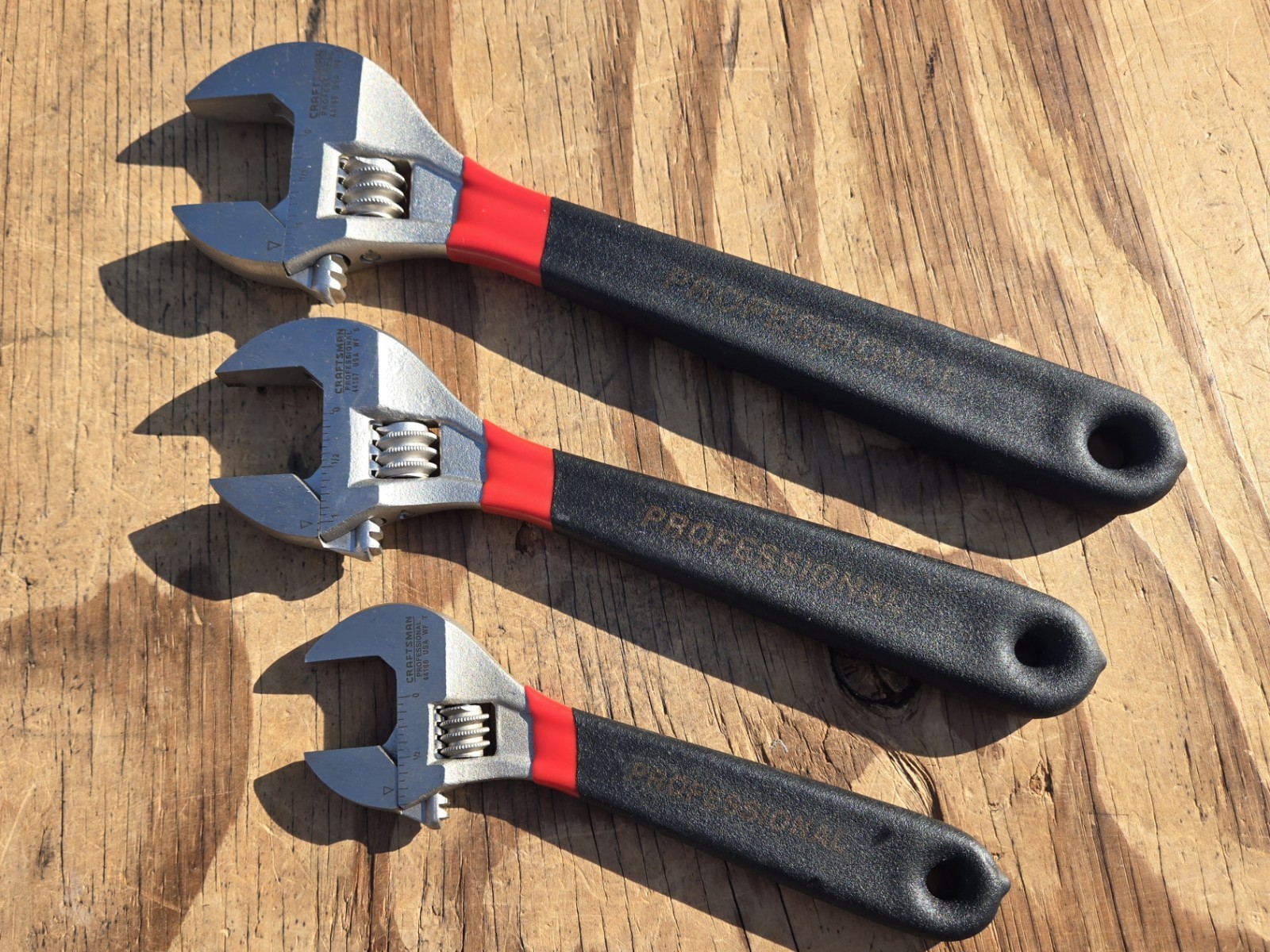 Vintage 3pc SEARS Craftsman USA Professional Adjustable 6-8-10″ Wrench Set 44015