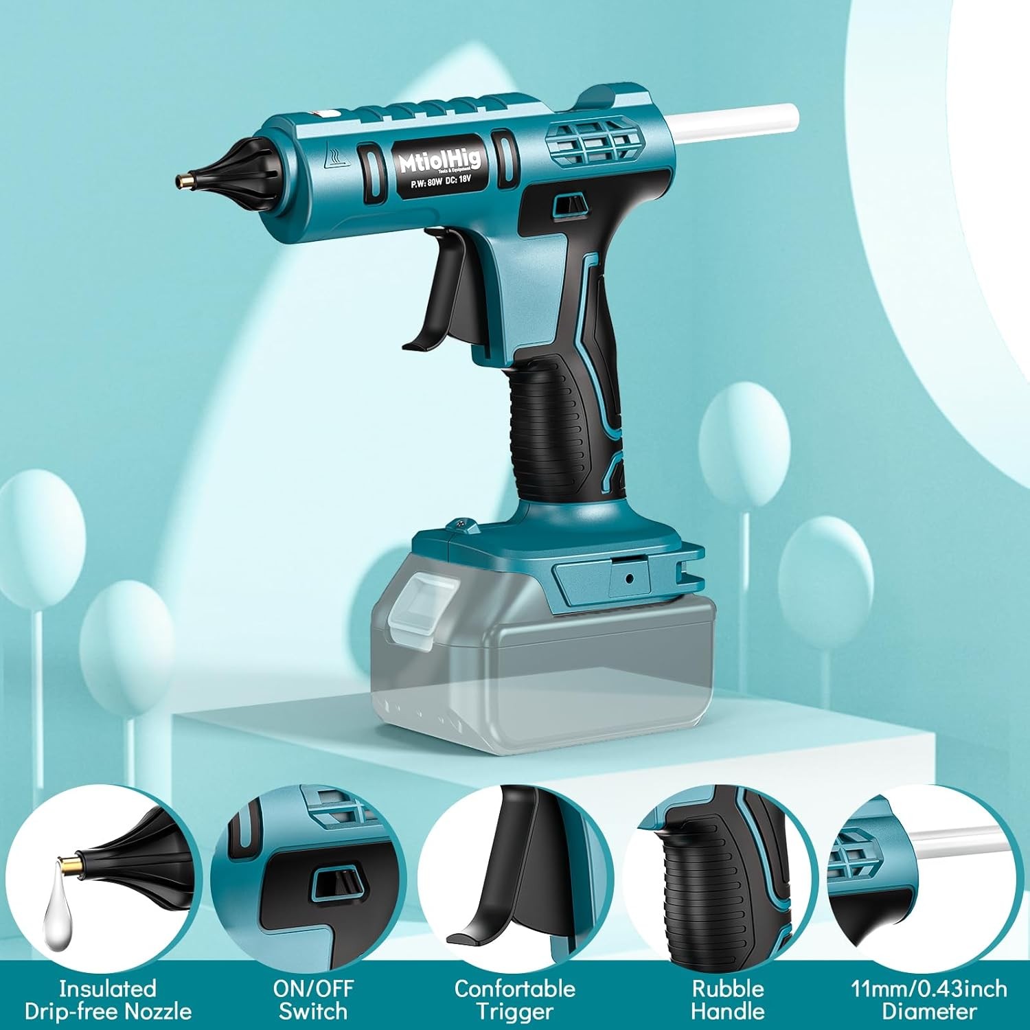 Cordless Hot Glue Gun for Makita 18v 1pc Battery