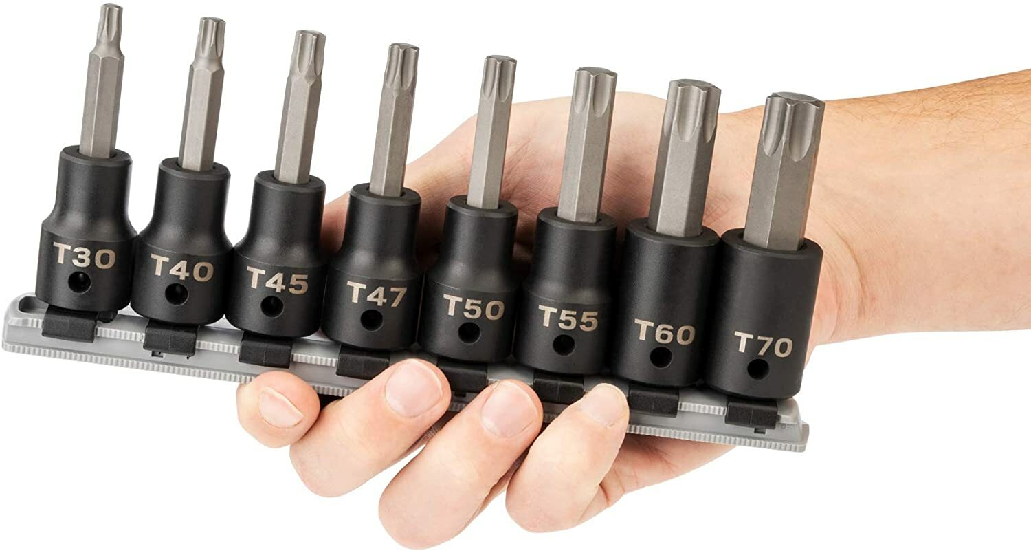 Tekton 8 Pc 1/2” Drive Impact Torx Bit Socket Set T30-T70 SIB92102
