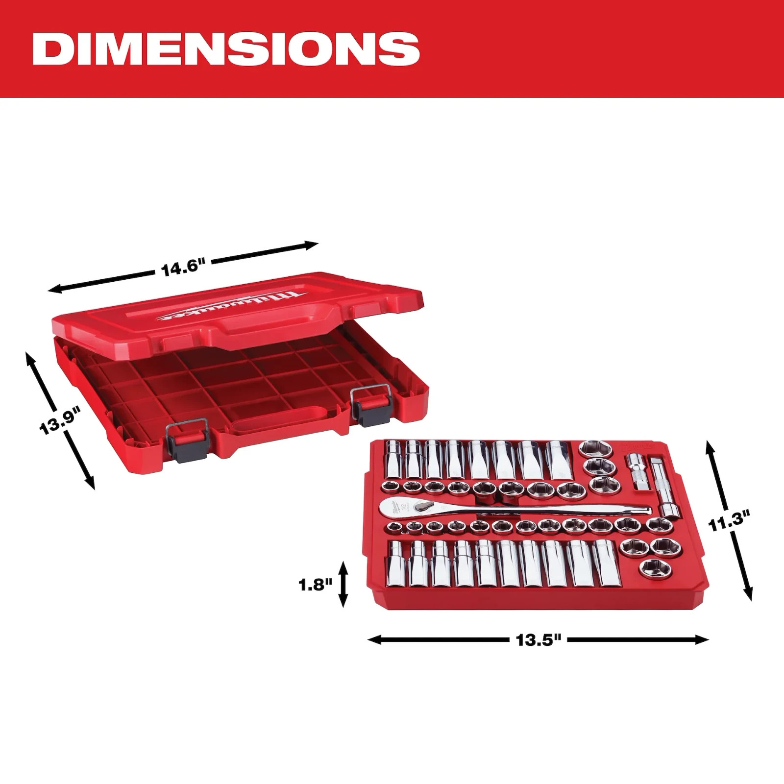 Milwaukee 48-22-9010 47 PC Sae & Metric 1/2Dr Socket Set AUTHORIZED USA DEALER