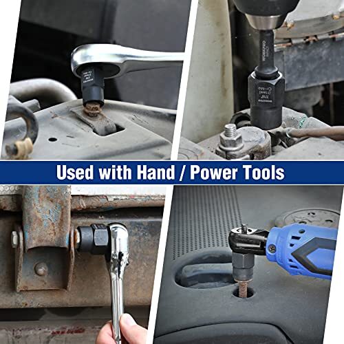 14 Pcs Impact Bolt and Nut Remover Set Nut Extractor for Damaged Bolt Screw