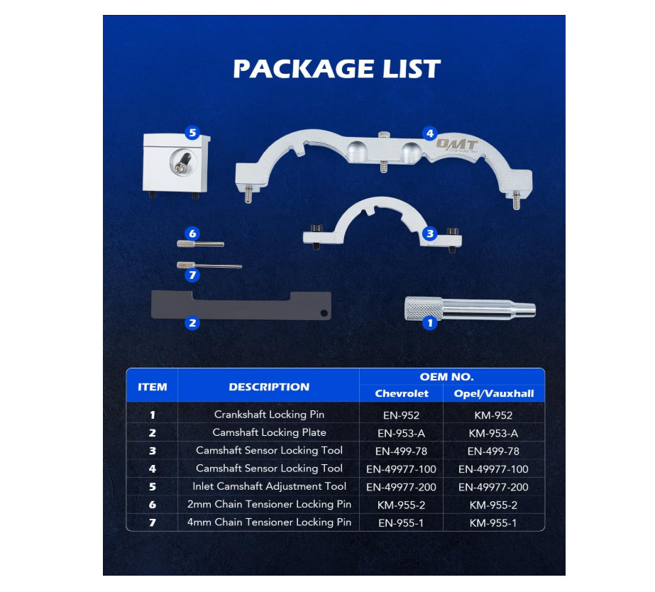 Timing Tool Kit for Turbo Engines Camshaft Align Compatible with 1.4L Chevrolet