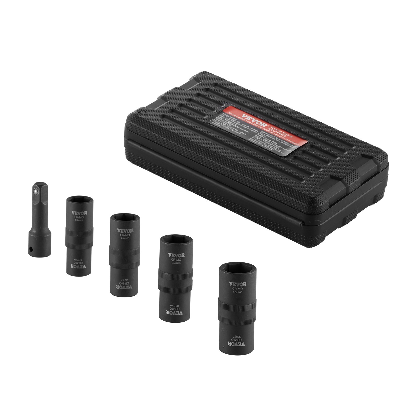 VEVOR Lug Nut Impact Socket Set 1/2 in Drive Metric and SAE 6-Point Flip Socket