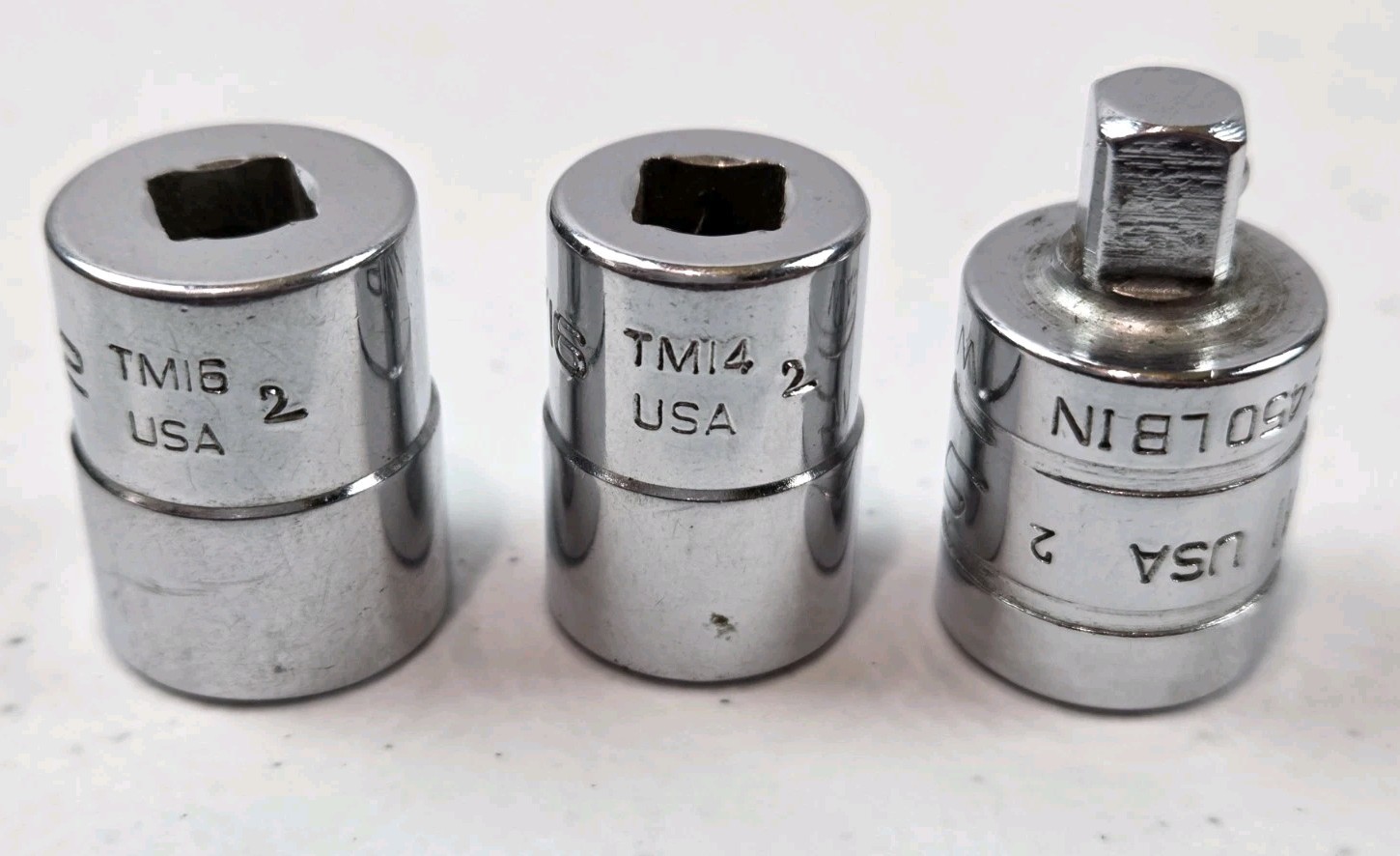 Snap On (3) Pc. Socket Lot, 1/4″ Drive: 7/16 & 1/2, 3/8″ Drive To 1/4″ Reducer
