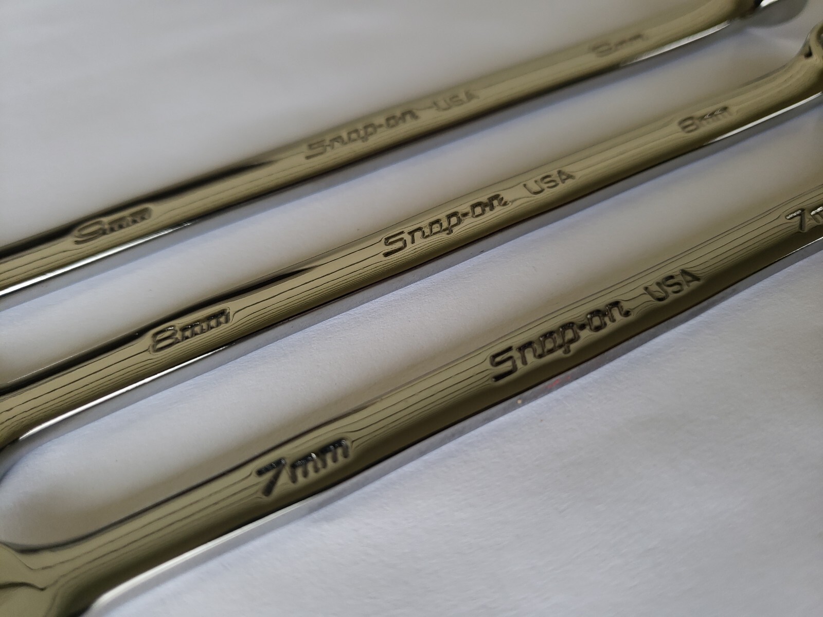 Snap-on Tools USA NEW 3pc Metric 7mm – 9mm Flank Drive PLUS Combo Wrench Lot Set