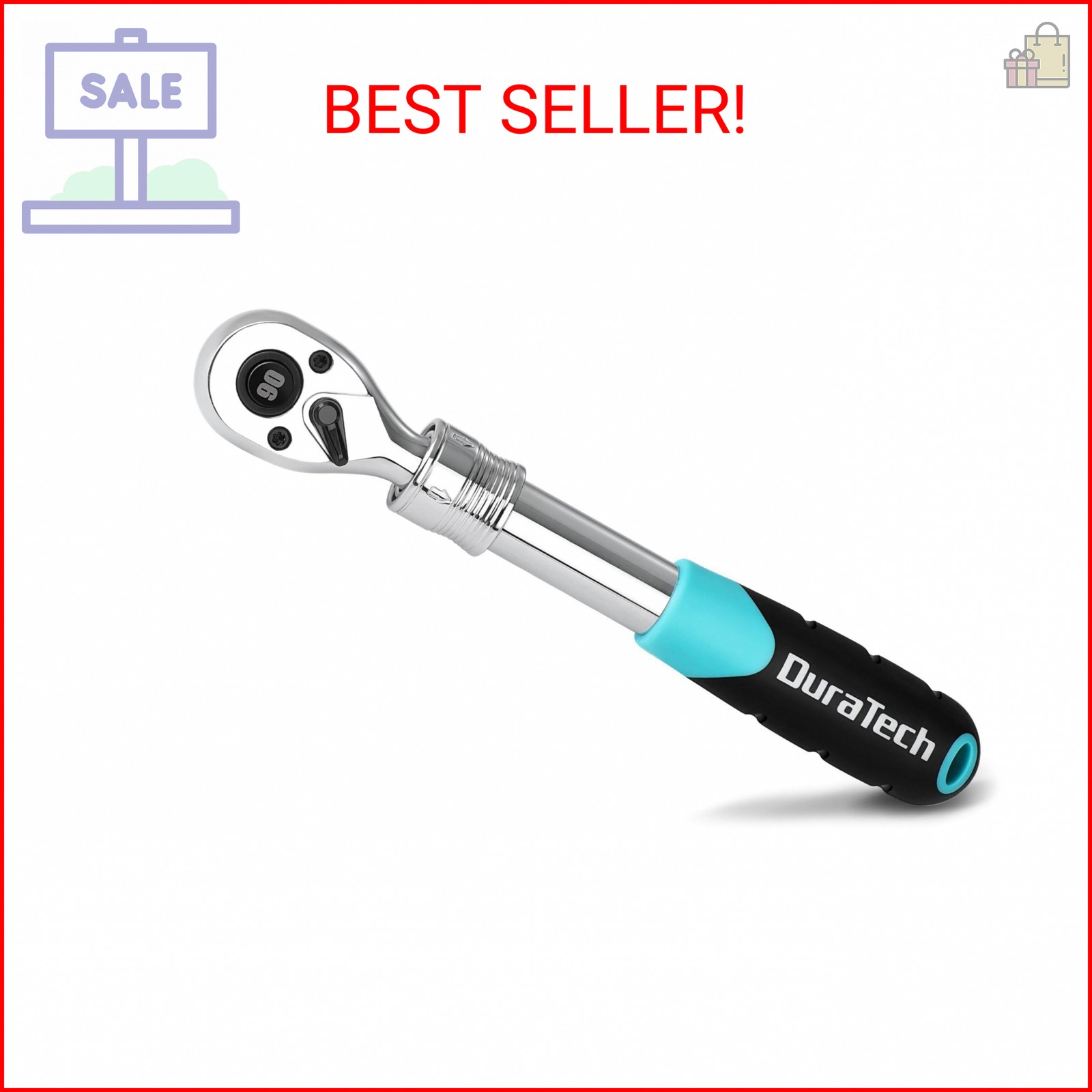 DURATECH 3/8-Inch Drive Extendable Ratchet, 90-Tooth Quick-release Ratchet Wrenc