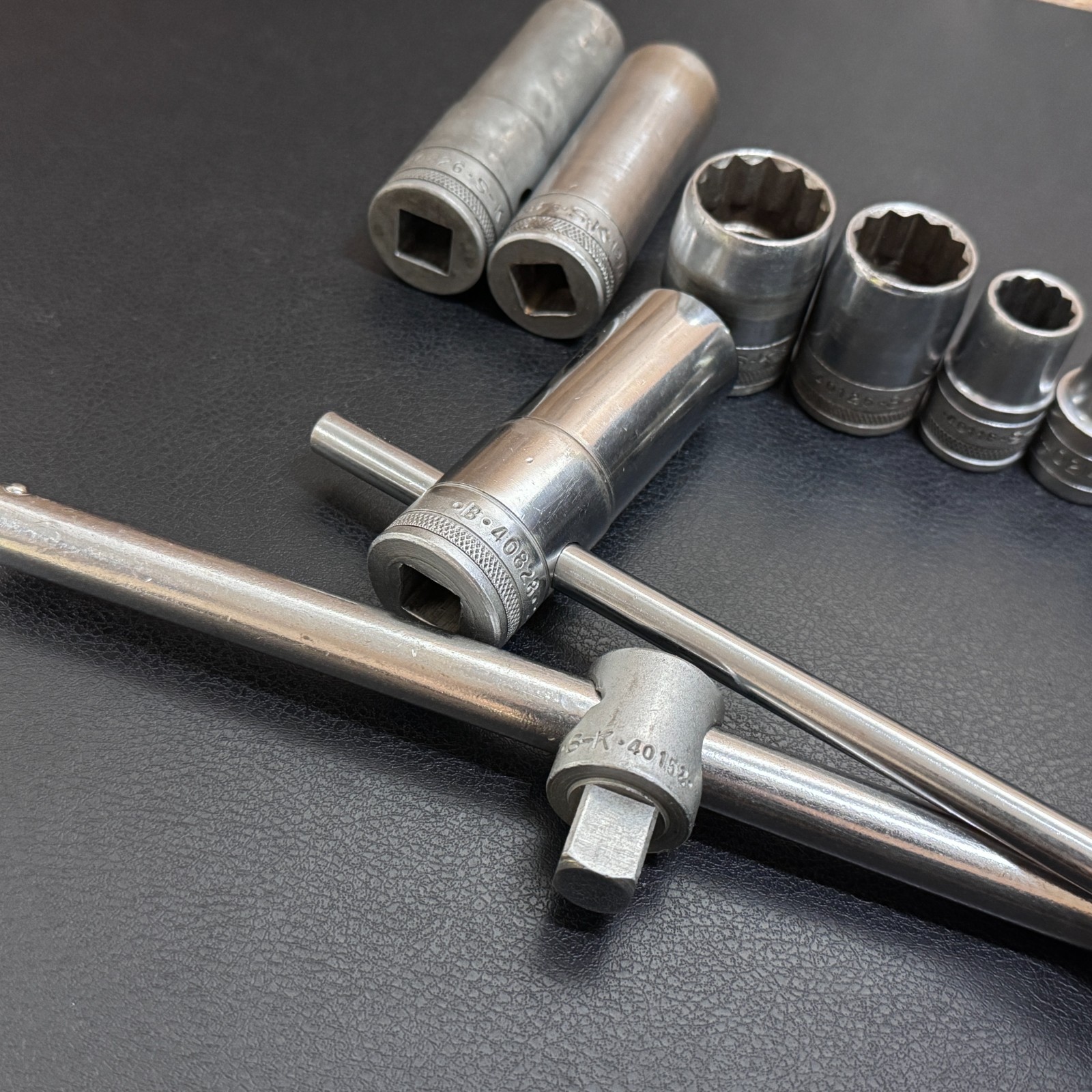 S-K Tools 1/2 Drive Socket Lot 12PT SAE Deep STD T-Handle Breaker Bar Cross Bar